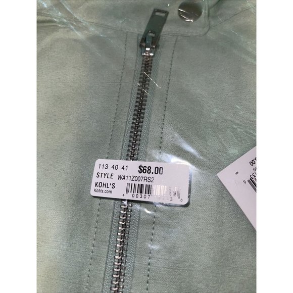 Women's Apt. 9 Long Sleeve Moto Jacket in Pearberry Green Size XL Retail $68.00 - Picture 5 of 8